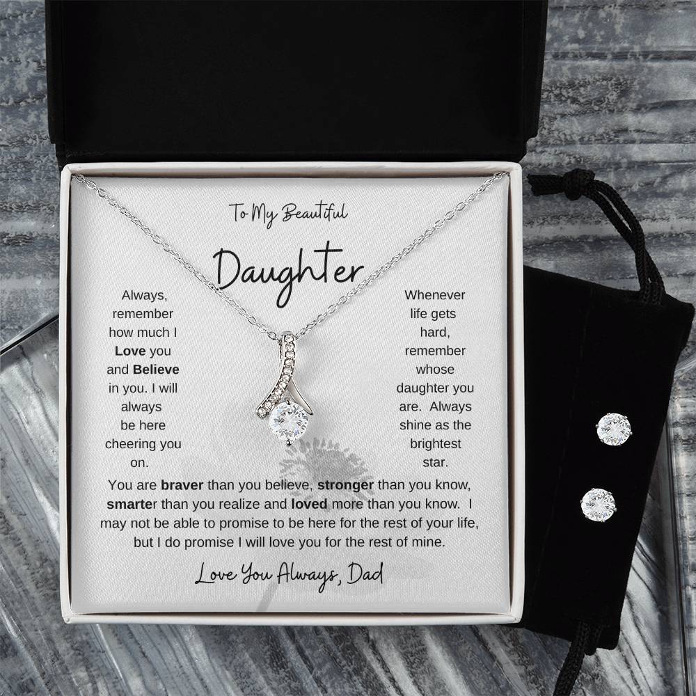 Alluring Beauty & Clear CZ Earrings To My Beautiful Daughter