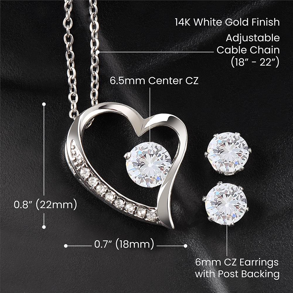 Forever Love Necklace + Clear CZ Earrings To My Soulmate