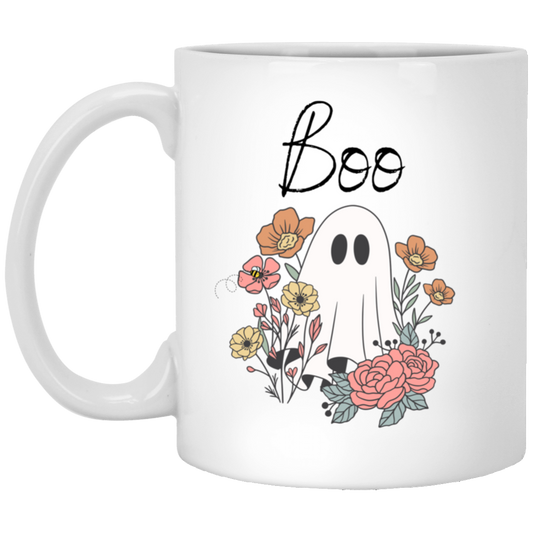 Boo Ghost and Flower Mug