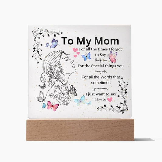 To My Mom Butterfly | Acrylic Square Plaque